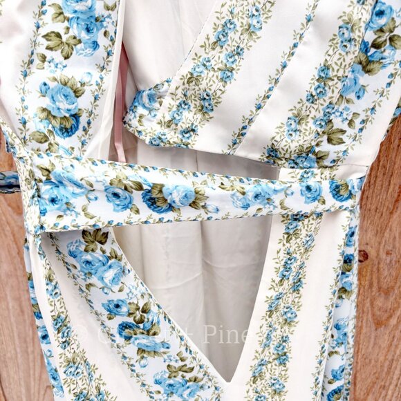 Gal Meets Glam Imogene Dress Ivory French Blue Stripe Size 2 Maxi Wrap - Picture 9 of 17